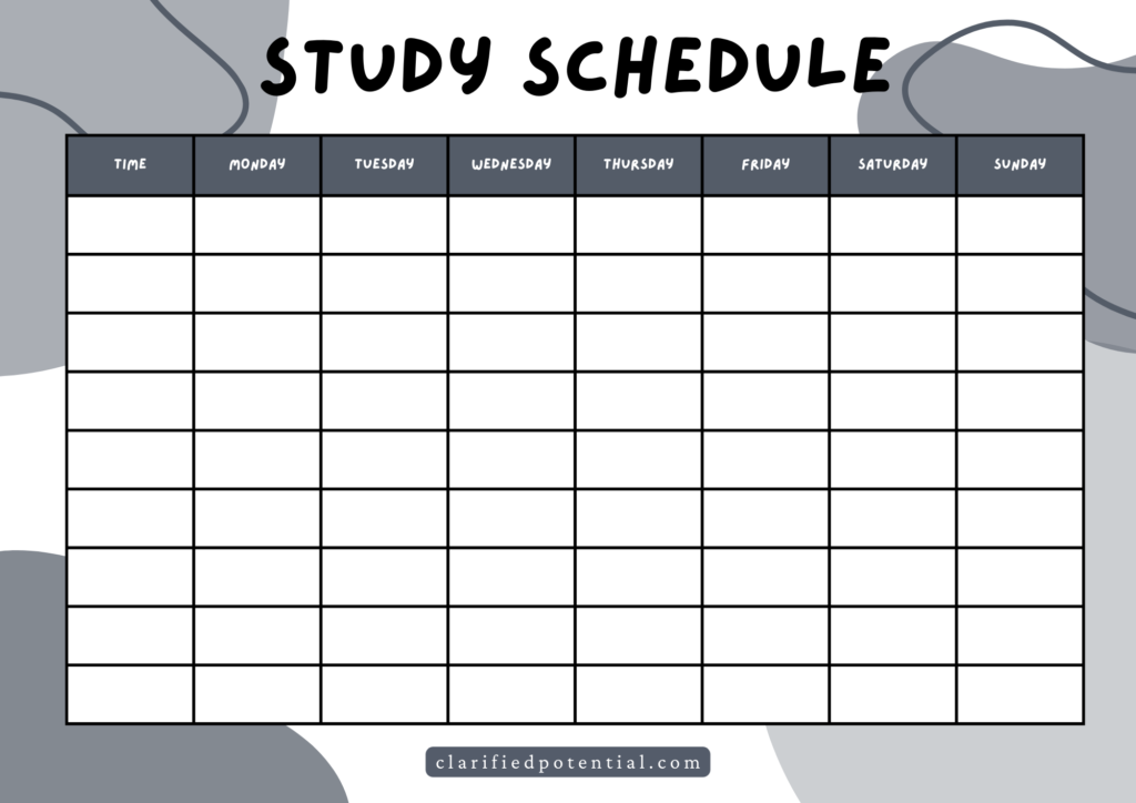 study schedule example