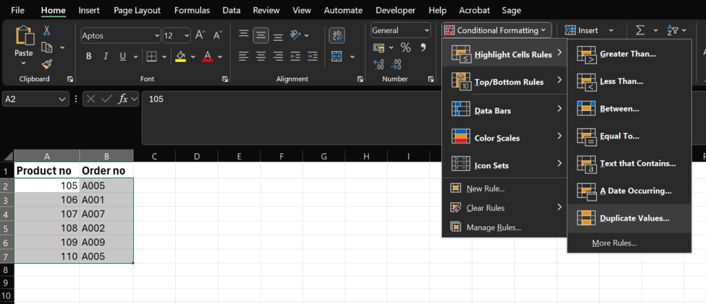 Using Conditional Formatting to Highlight ANY Duplicate Values in a column 1