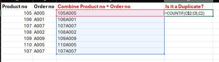 Using a Formula to Identify Duplicate Entries in 2 columns 3