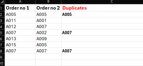 Using VLOOKUP to identify duplicates in 2 columns 2
