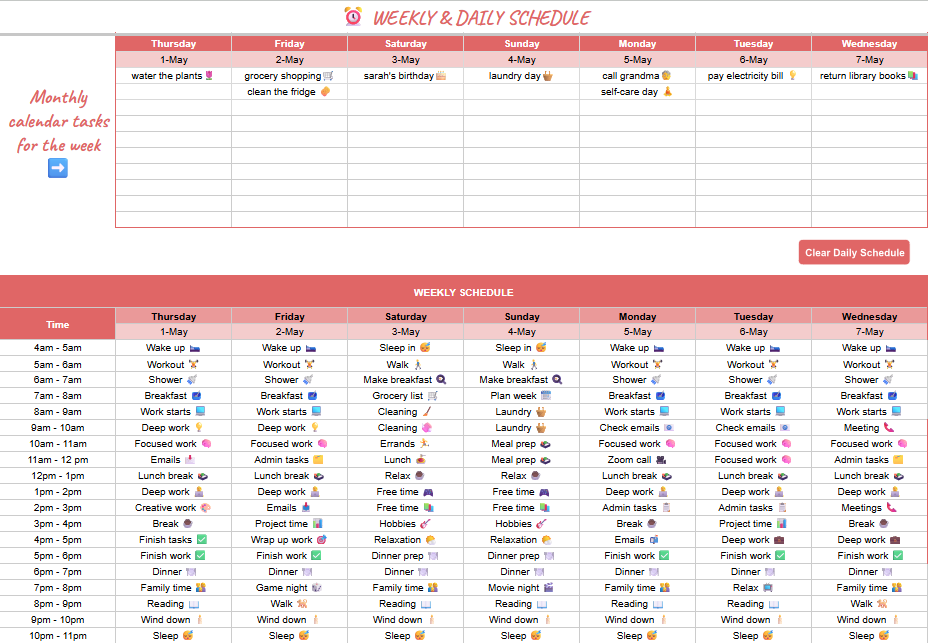 Weekly/Daily Planner